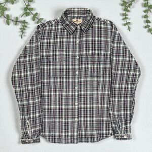 Woolrich Women’s Plaid Flannel Shirt Size M Ecru Black Red White 100% Cotton